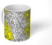 Mok - Koffiemok - Patronen - Geel - Geometrie - 3D - Mokken - 350 ML - Beker - Koffiemokken - Theemok