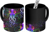 Magische Mok - Foto op Warmte Mokken - Koffiemok - Octopus - Regenboog - Neon - Abstract - Patronen - Magic Mok - Beker - 350 ML - Theemok