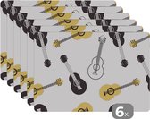 Set de table - Guitare - Patterns - Instruments - 45x30 cm - 6 pièces - Résistant à la chaleur - Antidérapant - Coussinet - Amovible