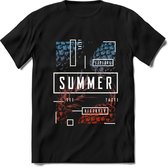 Summer Time | TSK Studio Zomer Kleding  T-Shirt | Blauw - Oranje | Heren / Dames | Perfect Strand Shirt Verjaardag Cadeau Maat S