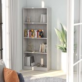 vidaXL Boekenkast met 4 schappen 60x24x142 cm spaanplaat betongrijs