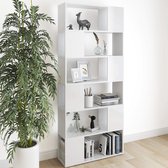 Boekenkast/kamerscherm 80x24x186 cm spaanplaat hoogglans wit