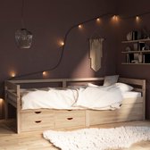 Bedframe met lades en kast massief grenenhout 90x200 cm