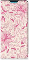 Magnet Case Geschikt voor Samsung Galaxy A73 Telefoon Hoesje Roze Bloemen