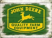 John Deere Quality farm Equipment .  Metalen wandbord in reliëf 30 x 40 cm.
