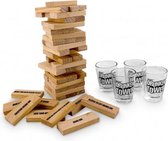 Fleau Drankspel - Jenga - Stapeltoren - Drunken / Tipsy Tower - Drinkspel - Gezelschapsspel - Incl 4 Glazen Shot Cups