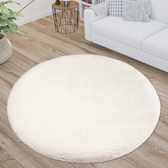 Tapis Cabanon Paradise Tapis en Fourrure Moelleux à Poils Épais Tapis Uni Wit - 160 CM ROND