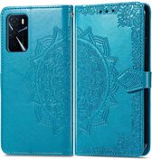 iMoshion Hoesje Geschikt voor Oppo A16 / A16s / A54s Hoesje Met Pasjeshouder - iMoshion Mandala Bookcase - Turquoise