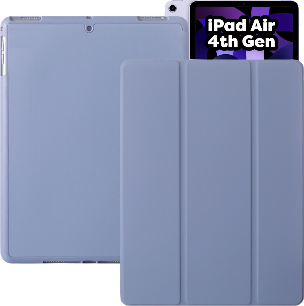 iPad Air 2020 Hoes - iPad Air 4 Cover met Apple Pencil Vakje - Paars Hoesje iPad Air 10.9 inch (4e generatie) Smart Folio Case