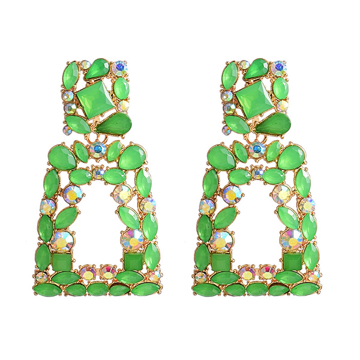 Capri Color Oorbellen - Groen | Oorhangers | 6,5 x 3,5 cm | Fashion Favorite