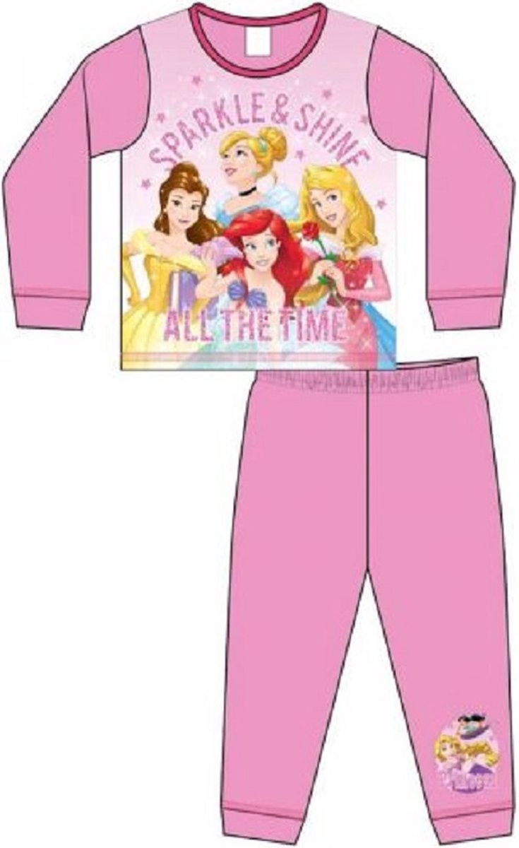 Princess pyjama - maat 104 - Disney Prinsessen pyama - roze