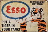 Signs-USA - Retro wandbord - metaal - Esso - Tiger & logo - 30 x 40 cm