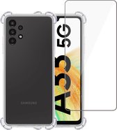 Hoesje geschikt voor Samsung A33 5G + Screenprotector – Tempered Glass - Extreme Shock Case Transparant