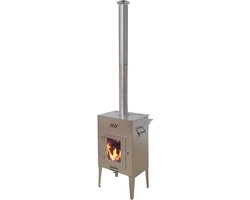 K-Stove Vesuvius Inox RVS Buitenhaard Terrashaard op Pelletkorrel