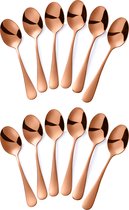 Alheco 12 ovale koffielepels - 13.8cm - RVS koffielepeltjes - Rosé goud