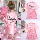 Fiory Kimono Birthday Girl Kinderen| Roze Kimono| Kinderen tm 4 jaar| Opdruk Birthday Girl| Maat 110| Verjaardagsfeestje| Kinderen| Roze