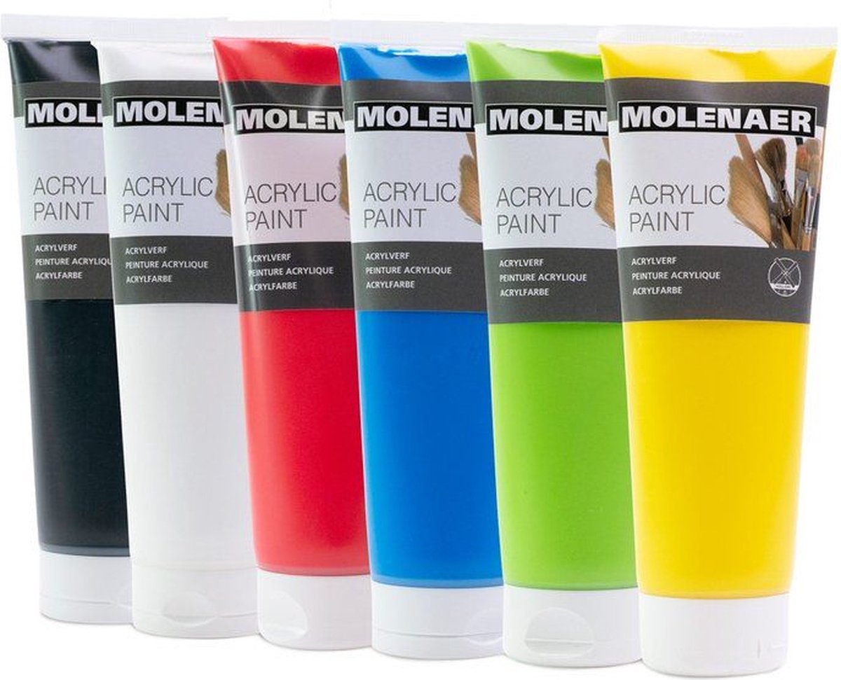 MOLENAER ACRYLICS  ASSORTMENT - 6 x 250ml
