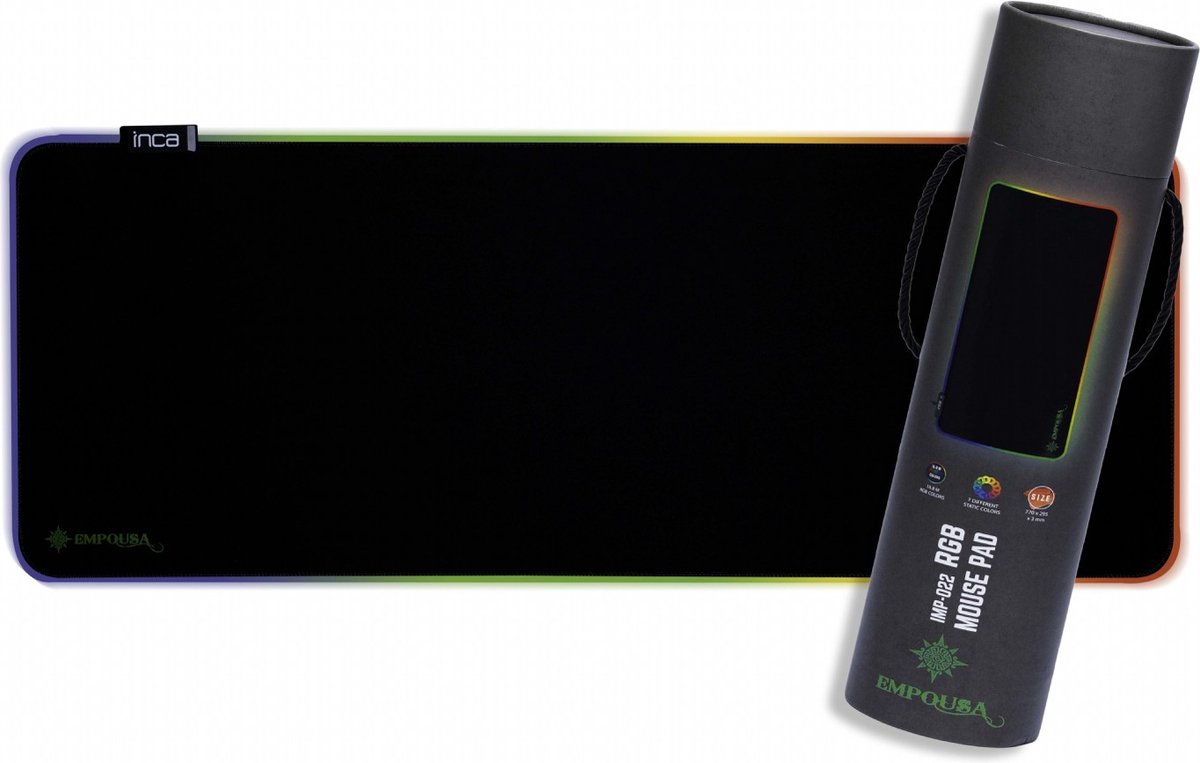 INCA IMP-022 EMPOUSA RGB 7 LED Muismat (770x295x3mm) RBG MOUSE Pad. Gaming XXL mat.
