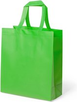 Draagtas/schoudertas/boodschappentas in de kleur lime groen 35 x 40 x 15 cm