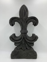 Ornament Franse lelie op voet groot grijs stone antraciet 60 x 30 x  6,5 cm | 65524 | Home Sweet Home | Stoer & Sober Woonstijl