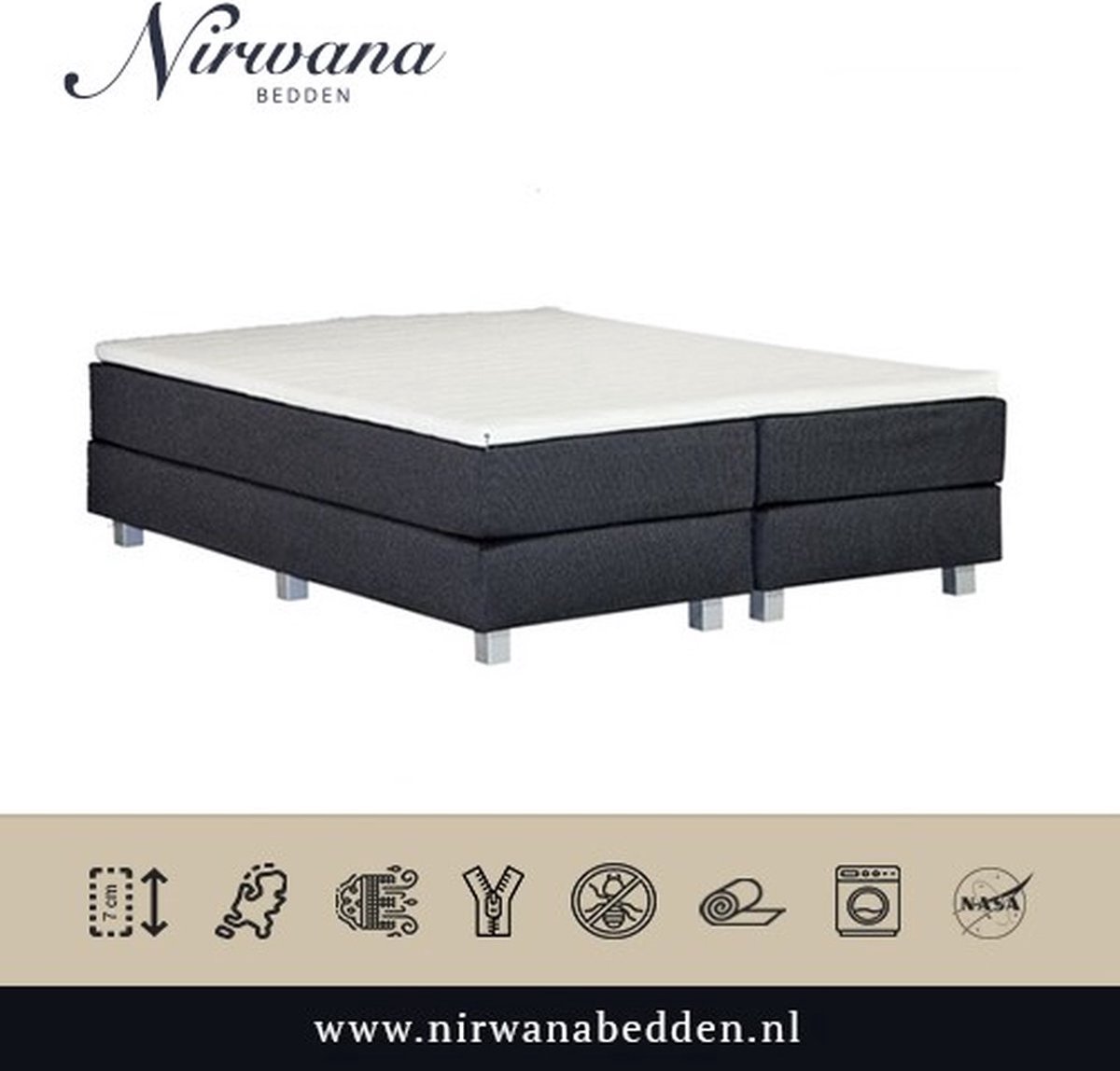Nirwana Bedden - Topdekmatras - 100x220 - Koudschuim HR - 7CM