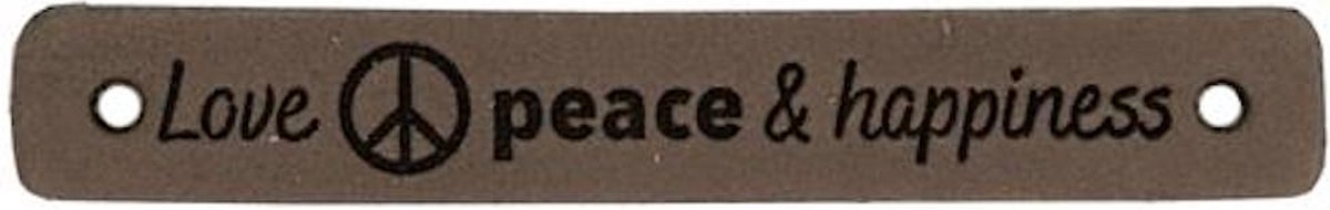 Durable Leren Label – "Love Peace & Happiness" – Duurzaam & Stijlvol (2 stuks)
