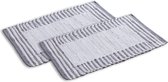 Badmatten - set van 2 - 80 x 50 cm - 100% katoenen - Wit/Grijs