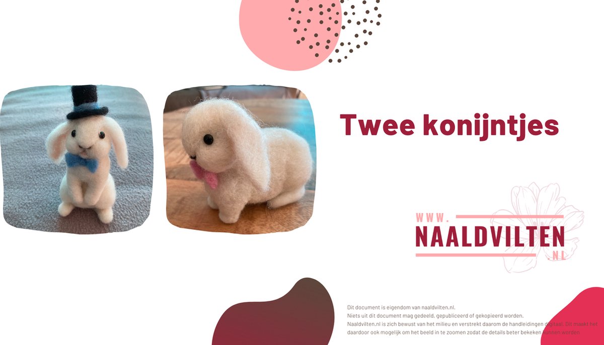 Naaldvilten, DIY twee konijntjes naaldvilt pakket