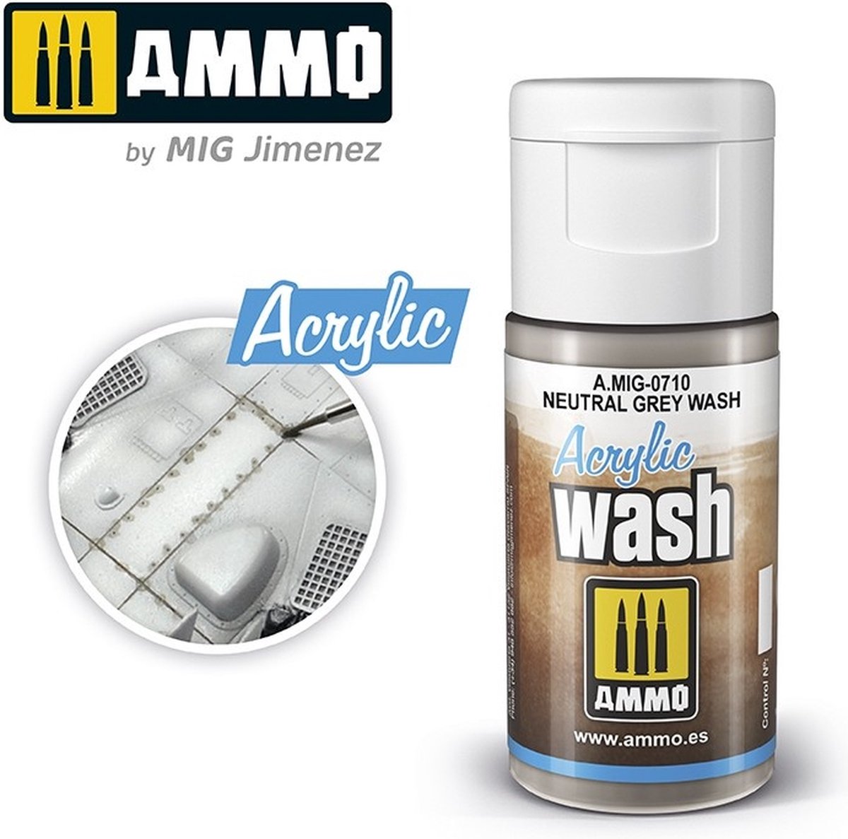 Bol.com AMMO by Mig Jimenez Modelbouwdecoratie - MIG 0710 Acrylic Wash Neutral Grey - 15ml Effecten potje aanbieding