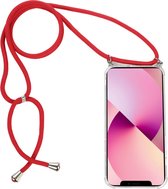 H.K. backcover/achterkant/hoesje met koord rood geschikt voor Apple iPhone 13 MINI + Glasfolie