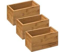 Set van 3x stuks 5five sieraden / make-up houder - box - 18 x 9 x 9,5 cm - bamboe hout - organizer bakje - badkamer