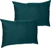 Set de 2x coussins canapé/déco/jardin pour intérieur et extérieur vert émeraude 30 x 50 x 10 cm - Résistant à l' Water et aux UV