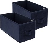 Set van 2x stuks opbergmand/kastmand 7 liter donkerblauw polyester 31 x 15 x 15 cm - Opbergboxen - Vakkenkast manden