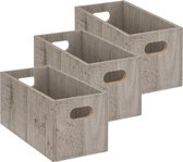 Set van 3x stuks opbergmand/kastmand 7 liter grijs/greywash van hout 31 x 15 x 15 cm - Opbergboxen - Vakkenkast manden