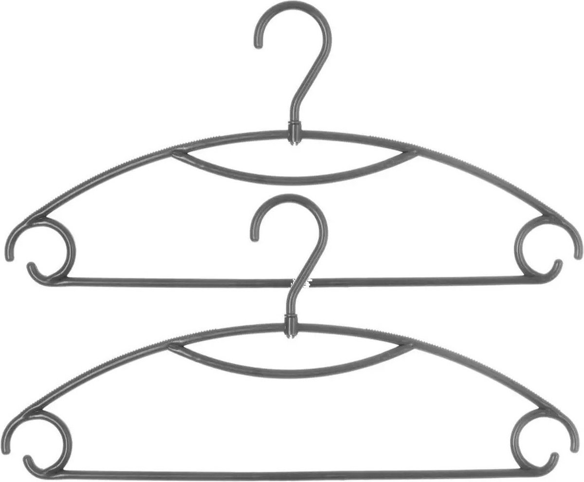 Set van 30x stuks kunststof kledinghangers grijs 41 x 20 cm - Kledingkast hangers/kleerhangers
