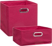Set van 2x stuks opbergmanden/kastmanden 14 en 29 liter framboos roze van linnen 31 cm - Opbergboxen - Vakkenkast manden