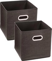 Set van 4x stuks opbergmand/kastmand 29 liter bruin linnen 31 x 31 x 31 cm - Opbergboxen - Vakkenkast manden