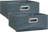 Set van 4x stuks opbergmand/kastmand 14 liter grijsblauw linnen 31 x 31 x 15 cm - Opbergboxen - Vakkenkast manden