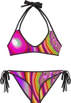 II THE MOON Bikini omkeerbaar, met 4 combinaties, wordt per bestelling geprint, uitgesneden en handgenaaid met unieke RETRO prints ontworpen door MOON