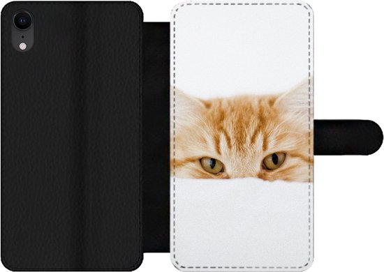 Étui pour iPhone XR Bookcase - Chat - Rouge - Wit - Avec poches - Étui portefeuille avec fermeture magnétique