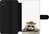 Bookcase Geschikt voor iPhone X telefoonhoesje - Wasbeer - Dieren - Kinderen - Jongens - Meisjes - Met vakjes - Wallet case met magneetsluiting