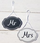 Mr and Mrs houten decoratie borden - trouwen - huwelijk - bruiloft - decoratie