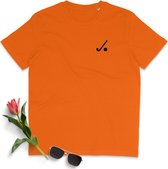 T Shirt Dames - Hockey Logo Opdruk - Korte Mouw - Oranje - Maat XL