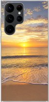 Geschikt voor Samsung Galaxy S22 Ultra hoesje - Strand - Zonsondergang - Zee - Siliconen Telefoonhoesje