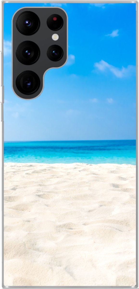 Telefoonhoesje Geschikt voor Samsung Galaxy S22 Ultra hoesje - Strand - Zee - Zand - Siliconen Telefoonhoesje Telefoonhoesje