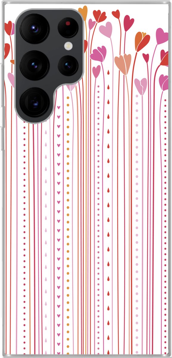 Telefoonhoesje Geschikt voor Samsung Galaxy S22 Ultra hoesje - Een illustratie van groeiende hartjes - Siliconen Telefoonhoesje Telefoonhoesje