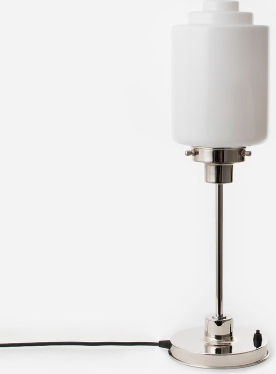 Art Deco Trade - Slanke Tafellamp Getrapte Cilinder Medium 20's Nikkel