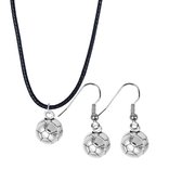 2-Delige- Voetbal sieraden set-ketting-Oorbellen aan zilveren oorbelhaken- Charme Bijoux
