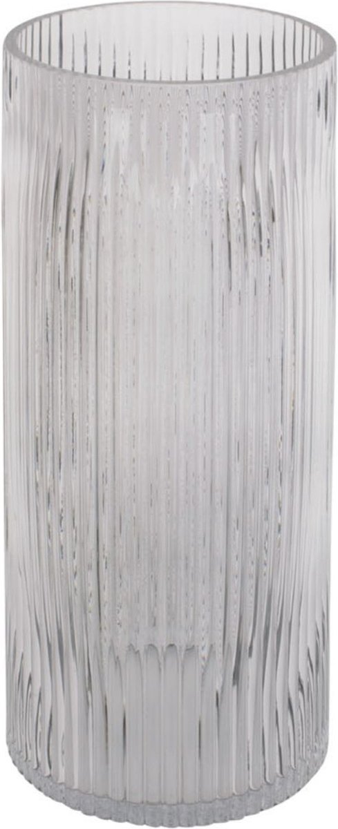Present Time Vaas Allure Straight - Large - Glas Donkergrijs - Ø12x30cm - Modern