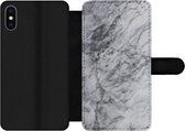 Étui pour téléphone iPhone XS Max Bookcase - Marbre - Pierre - Grijs - Avec compartiments - Étui portefeuille avec fermeture magnétique